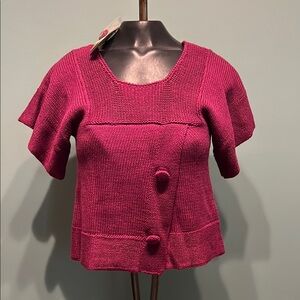 Aryeh Violet Pink Knit Short Sleeve Top New with Tags